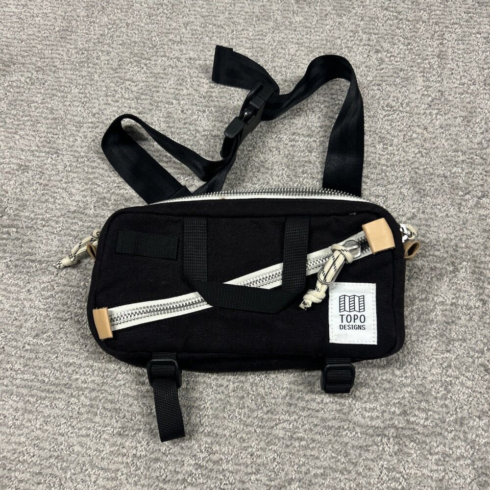 Topo Designs Mini Quick Pack Crossbody Belt Bag Black White Outdoors Canvas